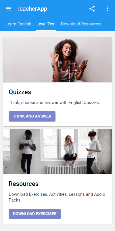 English Downloads and quizzes